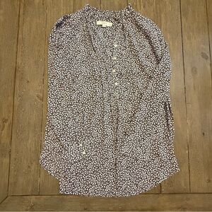 LOFT Monochrome Leaf Print Blouse